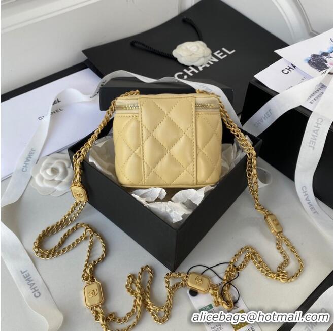 Reasonable Price CHANEL SMALL VANITY WITH CHAIN Lambskin & Gold-Tone Metal AP2931 light yellow