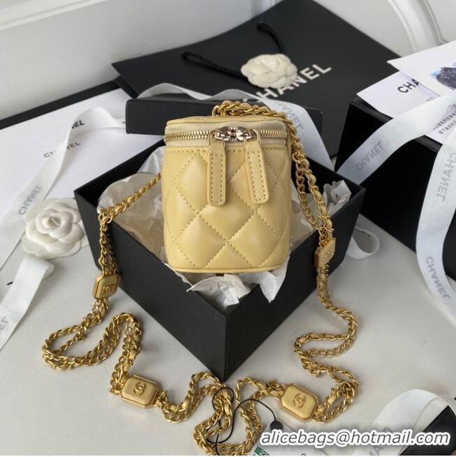 Reasonable Price CHANEL SMALL VANITY WITH CHAIN Lambskin & Gold-Tone Metal AP2931 light yellow