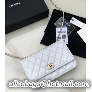 Most Popular CHANEL WALLET ON CHAIN Lambskin & light Gold-Tone Metal 80892 white