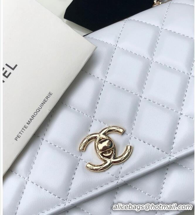 Most Popular CHANEL WALLET ON CHAIN Lambskin & light Gold-Tone Metal 80892 white