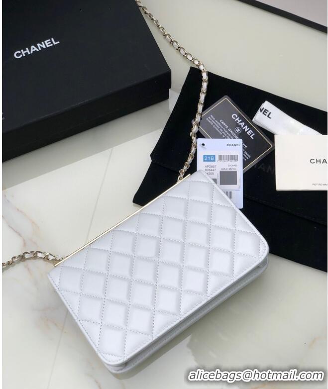 Most Popular CHANEL WALLET ON CHAIN Lambskin & light Gold-Tone Metal 80892 white