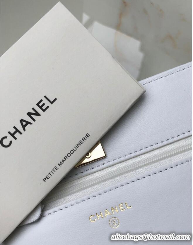 Most Popular CHANEL WALLET ON CHAIN Lambskin & light Gold-Tone Metal 80892 white