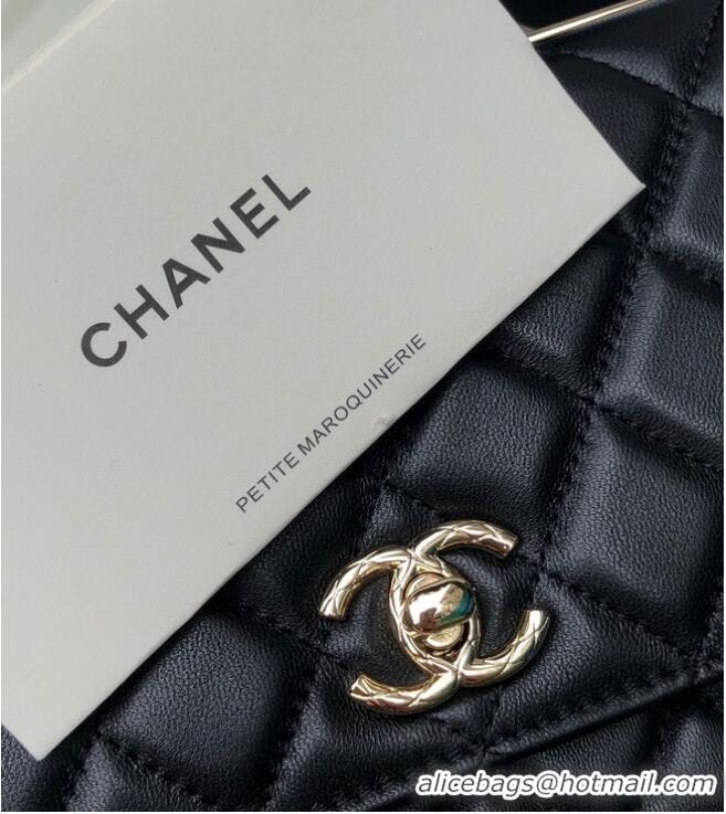 Reasonable Price CHANEL WALLET ON CHAIN Lambskin & light Gold-Tone Metal 80892 black