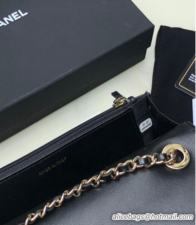 Reasonable Price CHANEL WALLET ON CHAIN Lambskin & light Gold-Tone Metal 80892 black