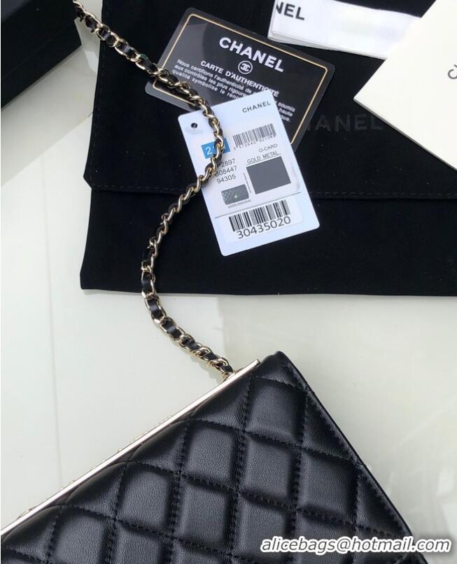 Reasonable Price CHANEL WALLET ON CHAIN Lambskin & light Gold-Tone Metal 80892 black