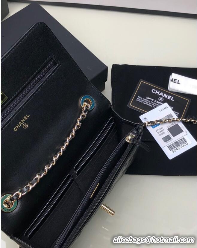 Reasonable Price CHANEL WALLET ON CHAIN Lambskin & light Gold-Tone Metal 80892 black