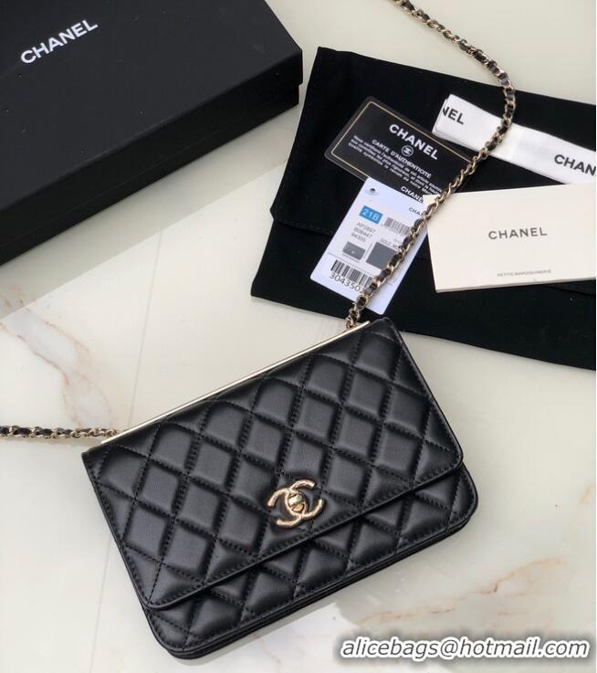 Reasonable Price CHANEL WALLET ON CHAIN Lambskin & light Gold-Tone Metal 80892 black