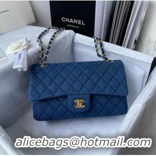 Buy Fashionable CHANEL CLASSIC HANDBAG Printed Denim & Gold-Tone Metal 1112 BLUE