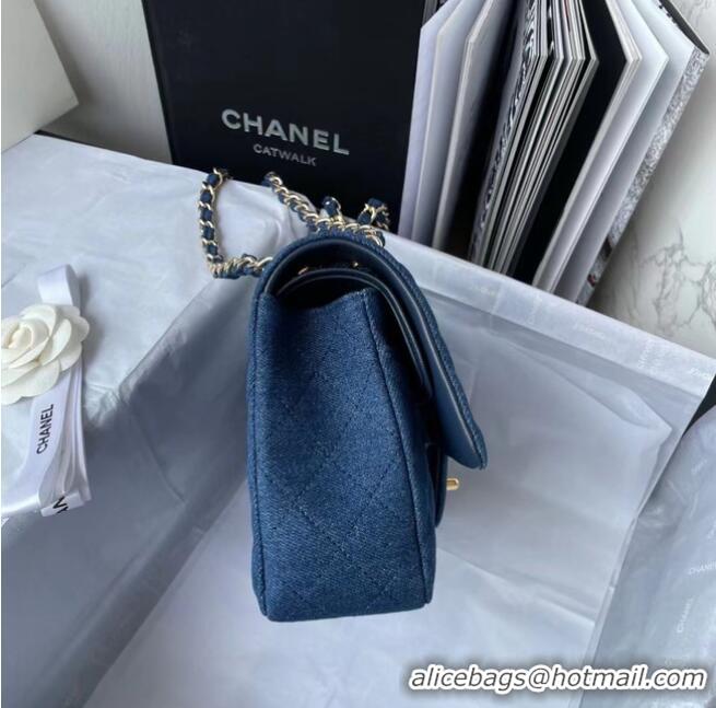 Buy Fashionable CHANEL CLASSIC HANDBAG Printed Denim & Gold-Tone Metal 1112 BLUE