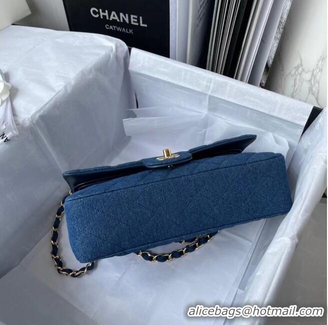 Buy Fashionable CHANEL CLASSIC HANDBAG Printed Denim & Gold-Tone Metal 1112 BLUE