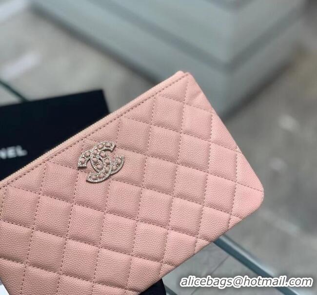 Pretty Style CHANEL SMALL POUCH Grained Calfskin & Gold-Tone Metal AP2968 Pink