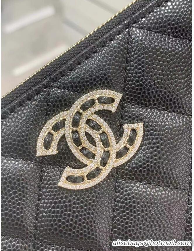 Good Product CHANEL SMALL POUCH Grained Calfskin & Gold-Tone Metal AP2968 BLACK