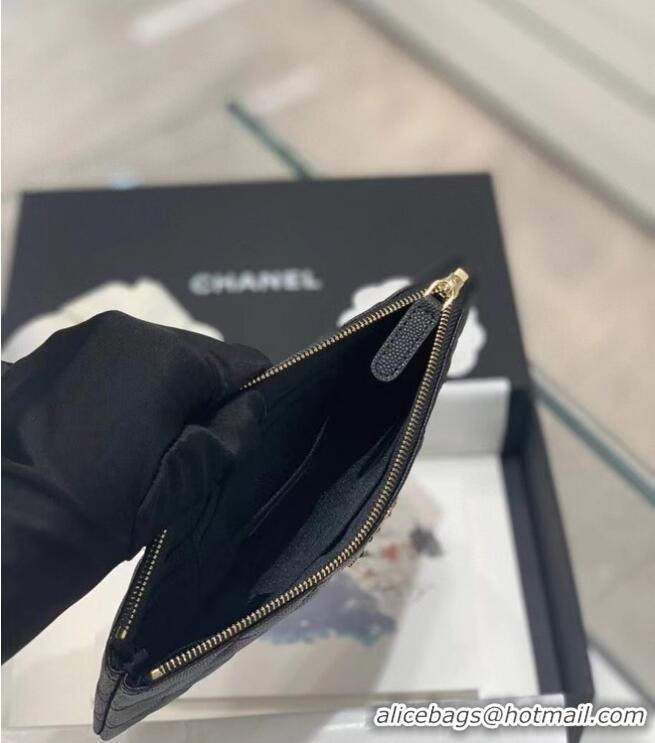 Good Product CHANEL SMALL POUCH Grained Calfskin & Gold-Tone Metal AP2968 BLACK