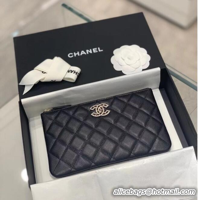 Good Product CHANEL SMALL POUCH Grained Calfskin & Gold-Tone Metal AP2968 BLACK