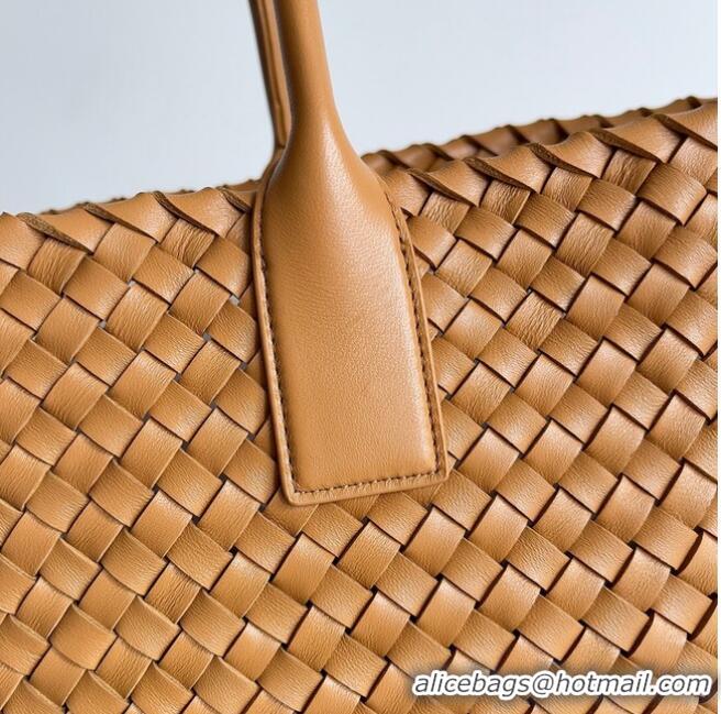 Top Grade Bottega Veneta Large intreccio leather tote bag 608811 Caramel