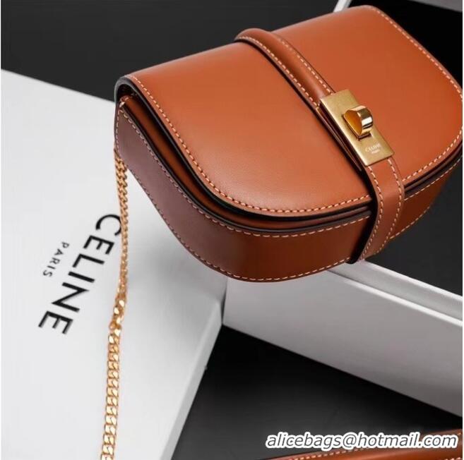 Good Product Celine TEEN CHAIN BESACE TRIOMPHE IN SHINY CALFSKIN 10G453 TAN