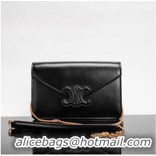 Good Product Celine TEEN CHAIN BESACE TRIOMPHE IN SHINY CALFSKIN 10J733 black