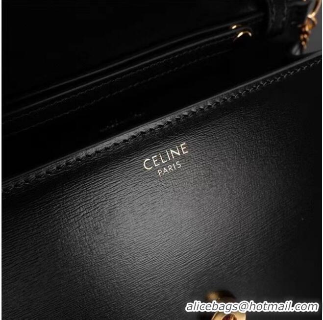 Good Product Celine TEEN CHAIN BESACE TRIOMPHE IN SHINY CALFSKIN 10J733 black