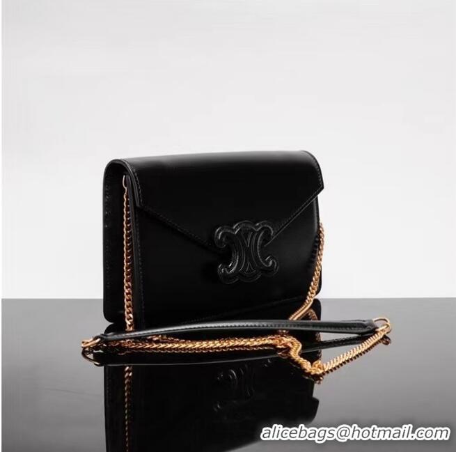 Good Product Celine TEEN CHAIN BESACE TRIOMPHE IN SHINY CALFSKIN 10J733 black