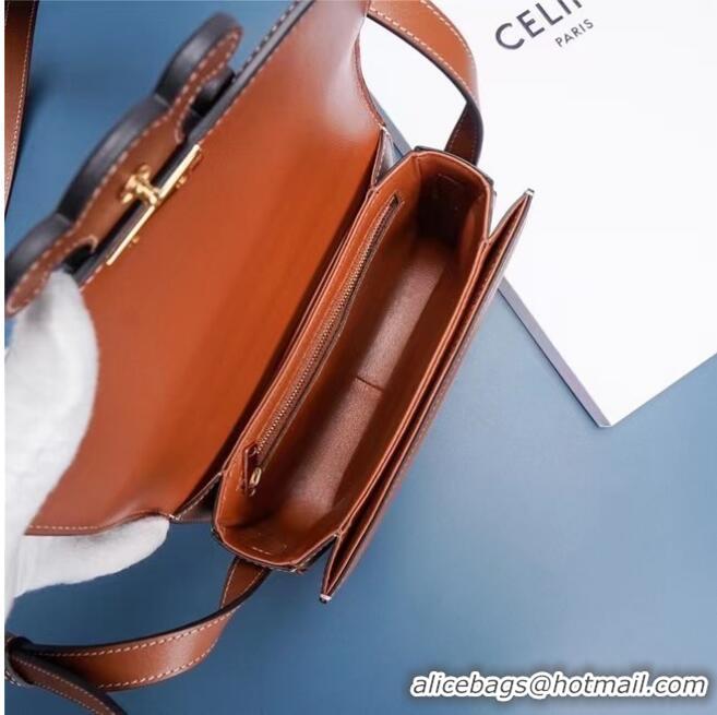 Pretty Style Celine TEEN CLASSIC BAG IN BOX CALFSKIN 199233 TAN