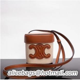 Promotional Celine MINI TEEN CLASSIC BAG IN TRIOMPHE CANVAS AND CALFSKIN 199263 brown