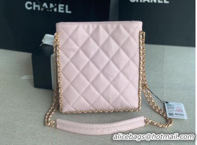 Good Product Chanel SMALL SHOPPING BAG Grained Calfskin & Gold-Tone Metal AS3470 pink