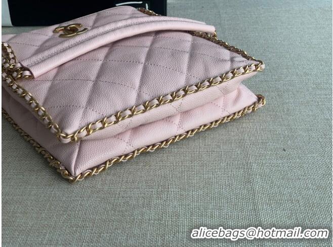 Good Product Chanel SMALL SHOPPING BAG Grained Calfskin & Gold-Tone Metal AS3470 pink