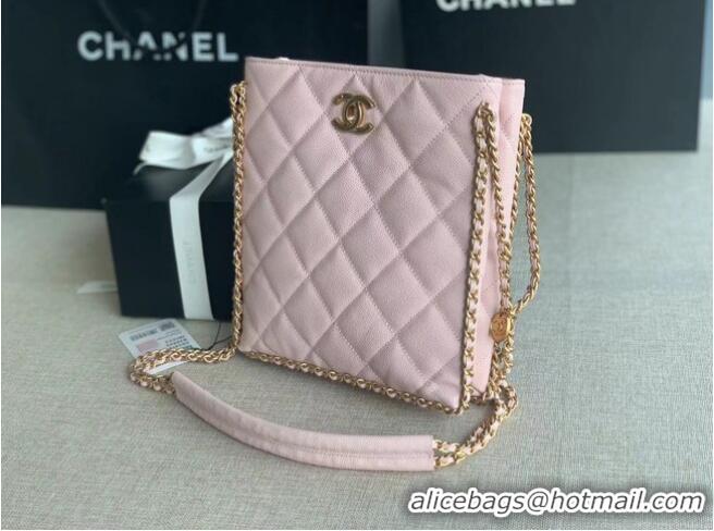 Good Product Chanel SMALL SHOPPING BAG Grained Calfskin & Gold-Tone Metal AS3470 pink