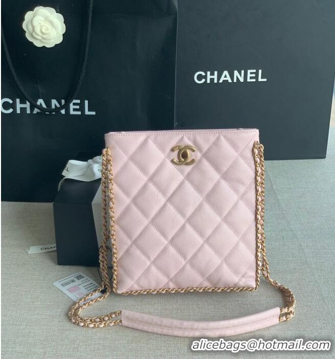 Good Product Chanel SMALL SHOPPING BAG Grained Calfskin & Gold-Tone Metal AS3470 pink