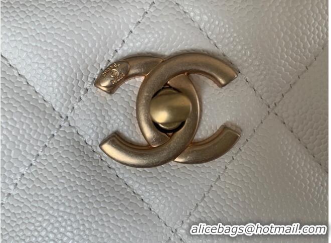 Good Product Chanel SMALL SHOPPING BAG Grained Calfskin & Gold-Tone Metal AS3470 white