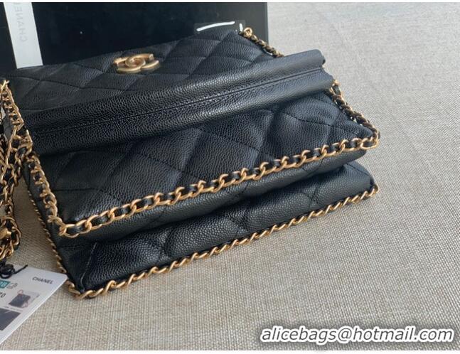 Buy Cheap Chanel SMALL SHOPPING BAG Grained Calfskin & Gold-Tone Metal AS3470 black