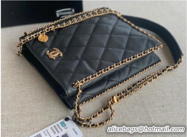 Buy Cheap Chanel SMALL SHOPPING BAG Grained Calfskin & Gold-Tone Metal AS3470 black