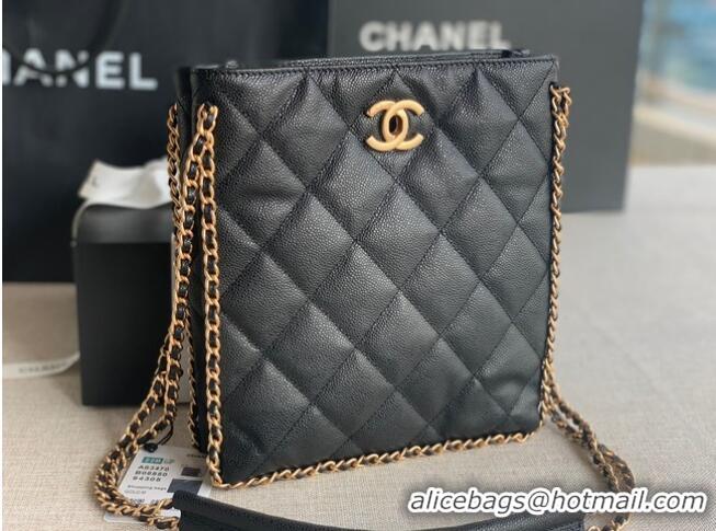 Buy Cheap Chanel SMALL SHOPPING BAG Grained Calfskin & Gold-Tone Metal AS3470 black