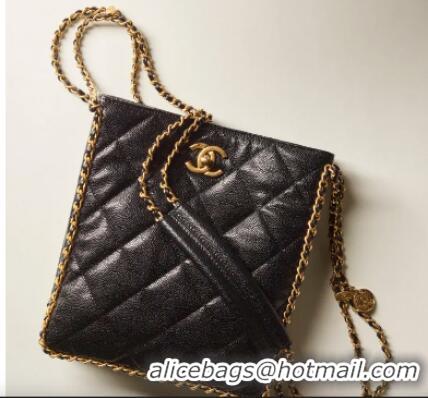 Buy Cheap Chanel SMALL SHOPPING BAG Grained Calfskin & Gold-Tone Metal AS3470 black