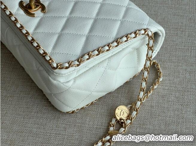 Unique Style Chanel SMALL Flap Bag Grained Calfskin & Gold-Tone Metal AS3467 white