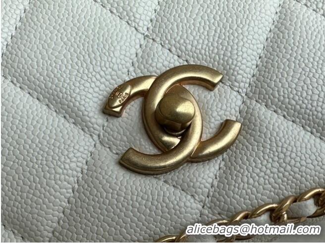 Unique Style Chanel SMALL Flap Bag Grained Calfskin & Gold-Tone Metal AS3467 white