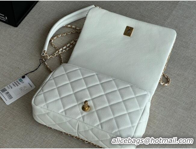 Unique Style Chanel SMALL Flap Bag Grained Calfskin & Gold-Tone Metal AS3467 white