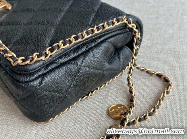 Buy Cheap Chanel SMALL Flap Bag Grained Calfskin & Gold-Tone Metal AS3467 black