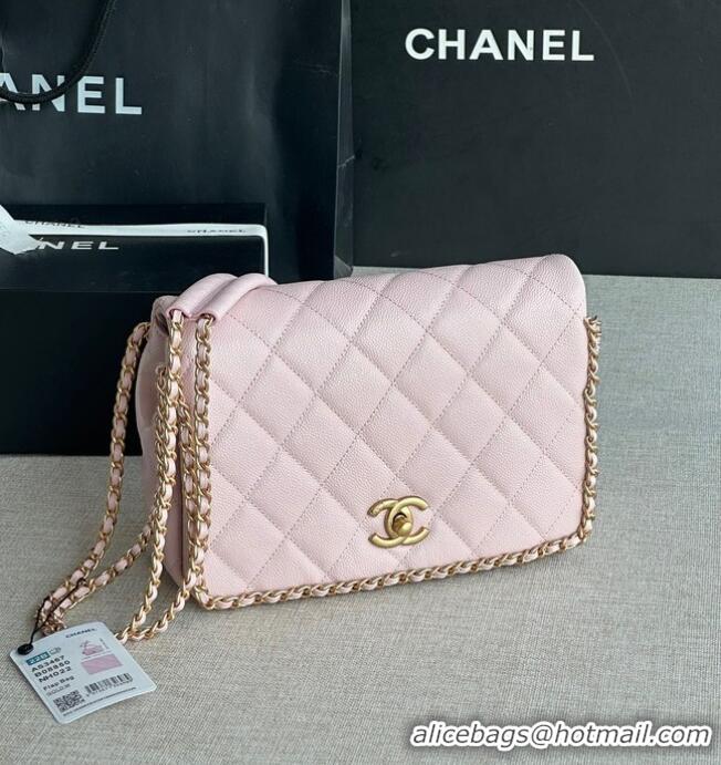 Reasonable Price Chanel SMALL Flap Bag Grained Calfskin & Gold-Tone Metal AS3467 pink