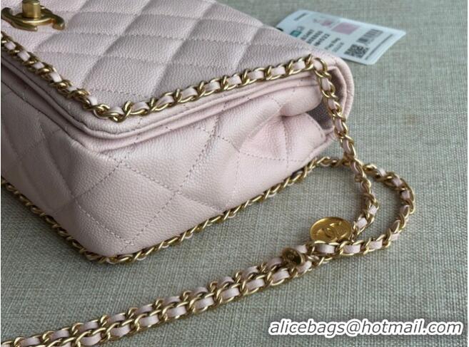 Reasonable Price Chanel SMALL Flap Bag Grained Calfskin & Gold-Tone Metal AS3467 pink