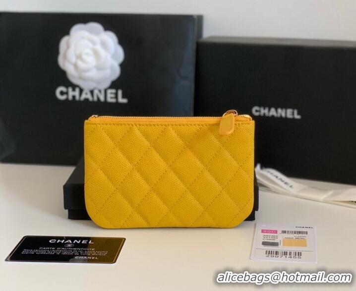 Promotional Chanel Calfskin Leather & Gold-Tone Metal A69271 yellow