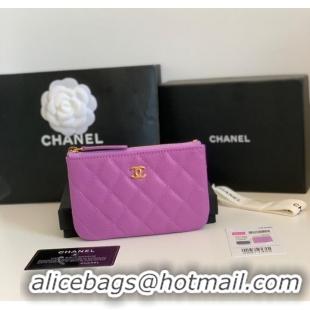 Inexpensive Chanel Calfskin Leather & Gold-Tone Metal A69271 Lavender