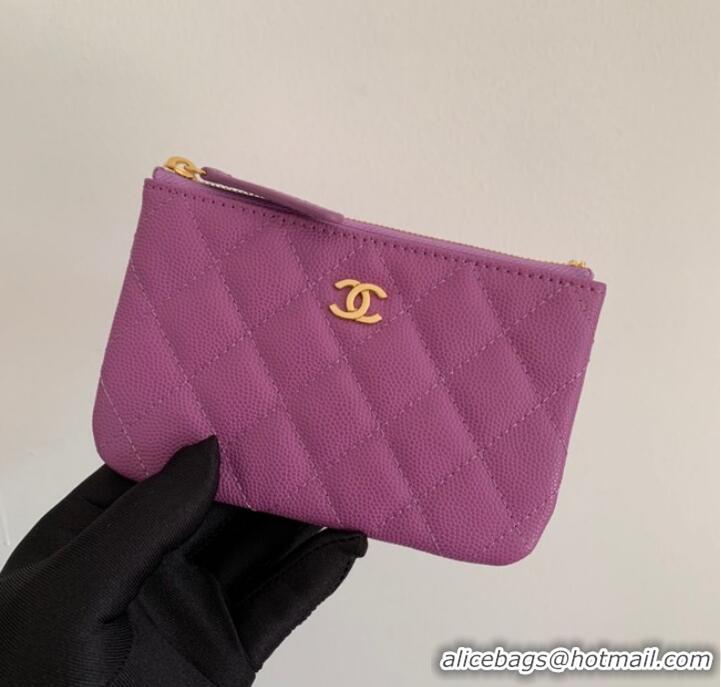 Inexpensive Chanel Calfskin Leather & Gold-Tone Metal A69271 Lavender