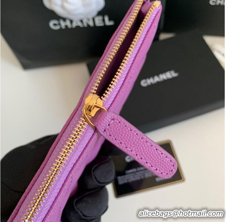 Inexpensive Chanel Calfskin Leather & Gold-Tone Metal A69271 Lavender