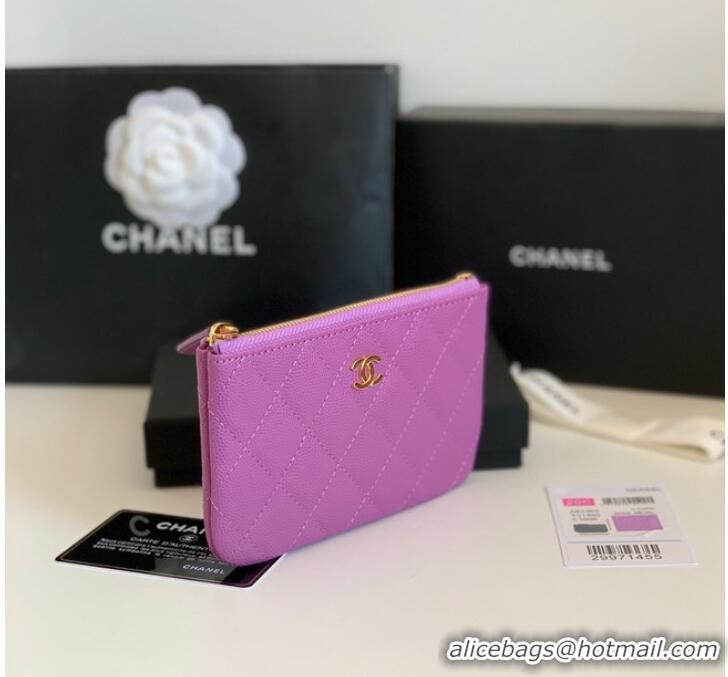 Inexpensive Chanel Calfskin Leather & Gold-Tone Metal A69271 Lavender