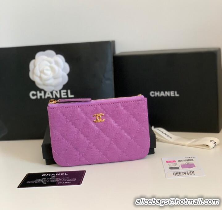 Inexpensive Chanel Calfskin Leather & Gold-Tone Metal A69271 Lavender