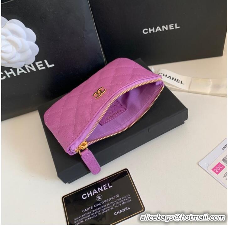 Inexpensive Chanel Calfskin Leather & Gold-Tone Metal A69271 Lavender