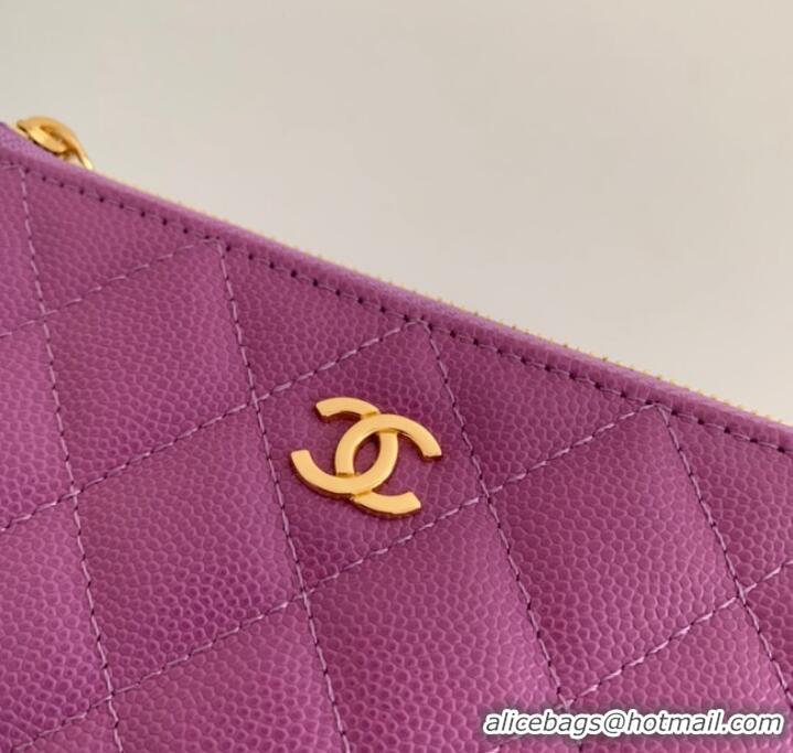 Inexpensive Chanel Calfskin Leather & Gold-Tone Metal A69271 Lavender