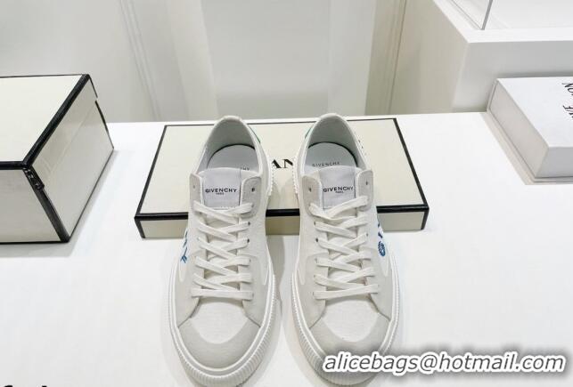 Most Popular Givenchy GIV Canvas Sneakers White/Blue 072184