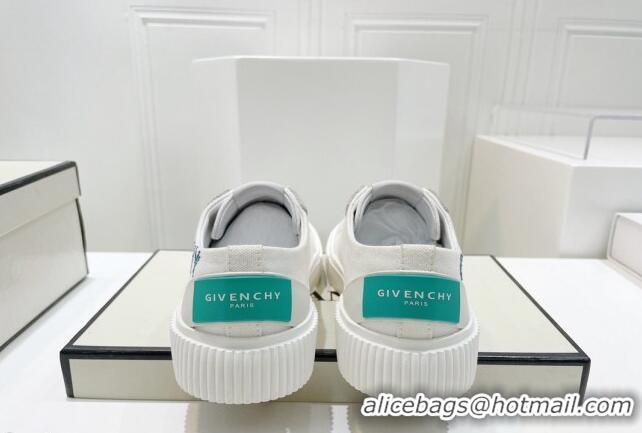 Most Popular Givenchy GIV Canvas Sneakers White/Blue 072184